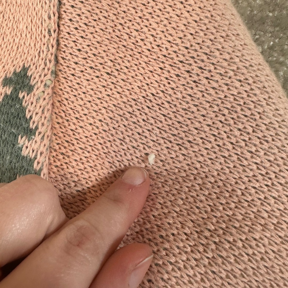 Zara Sheep Landscape Knit Cardigan Pink Green Pastoral Cottagecore Sweater Small - Picture 8 of 8